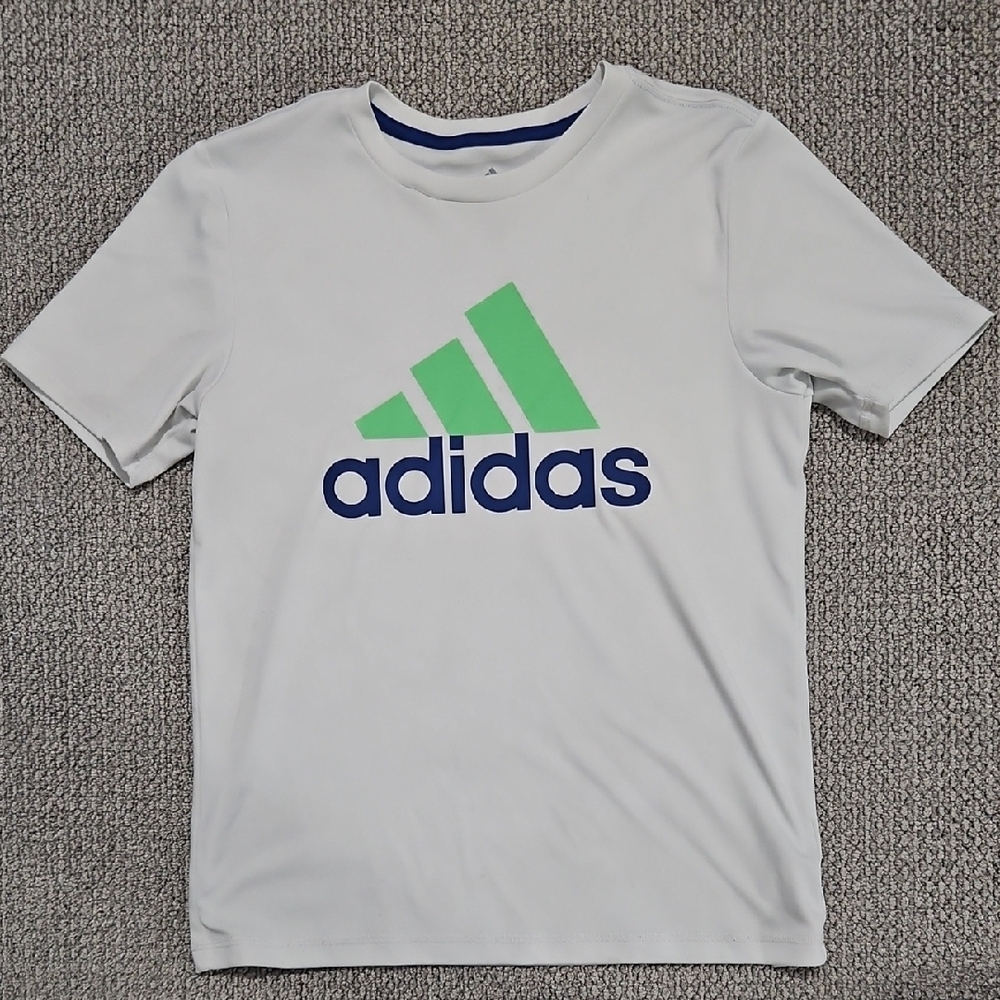 Adidas White and Green Short Sleeve Tee